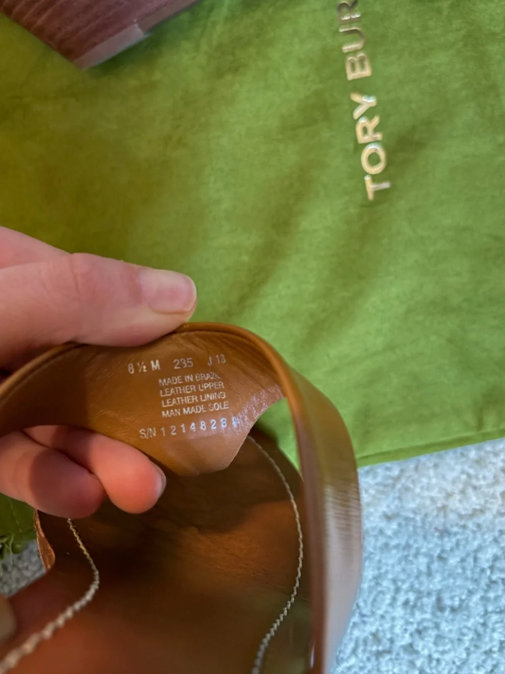Tory Burch Tan Leather Mini Wedge Sandals